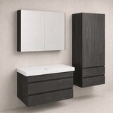 Kolpa San Naomi Set Delux 60cm Crna (Ormarić sa umivaonikom + Ogledalo/ormarić + Visoki ormarić) Cene
