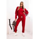 Kesi Włoski Women's butter set with fringes on the sleeves burgundy | shoptok.hr