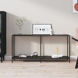 The Living Store Konzolna mizica črna 160x35x75,5 cm kaljeno steklo - Konzolna Mizica, (21421437) Cene