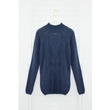 Trendyol indigo Men's slim fit turtleneck half turtleneck raglan sleeve seamless basic knitwear sweater cene
