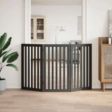 vidaXL Vrata za pse zložljiva 3 paneli črna 150 cm topolovina | Shoptok.si