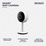 Deltaco SMART HOME WiFi Kamera s Detekcijom Pokreta i Dvosmjernim Zvukom, 2MP, IR Noćni Vid, ONVIF | shoptok.hr