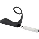 Black Velvets Black Velvet - Silikonski analni vibrator z obročkom za penis (črn) | Shoptok.si