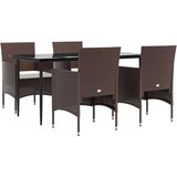  5-dijelni vrtni blagovaonski set s jastucima smeđe-crni | shoptok.hr