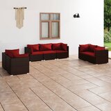 The Living Store Vrtna sedežna garnitura 7-delna z blazinami poli ratan rjava - Vrtna Sedežna Garnitura, (21471379) | Shoptok.si
