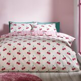 Catherine Lansfield Bijela/ružičasta posteljina za bračni krevet 200x200 cm Disco Cherries Stripes – | shoptok.hr
