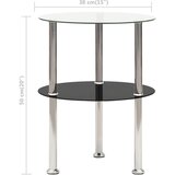  Bočni stolić s 2 razine prozirni i crni 38 cm kaljeno staklo | shoptok.hr
