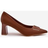 Boto Heels On A Block With Decorative Buckle Brown Seriva | ePonuda.com