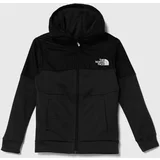 The North Face Otroški pulover MOUNTAIN ATHLETICS FULL ZIP HOODIE črna barva, s kapuco