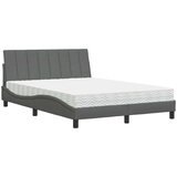  Postelja z vzmetnico temno siva 120x200 cm blago | Shoptok.si