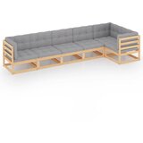 The Living Store Vrtna sedežna garnitura 6-delna z blazinami trdna borovina - Vrtna Sedežna Garnitura, (21421878) | Shoptok.si