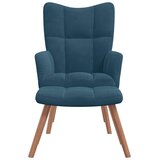  Stolica za opuštanje s osloncem za noge plava baršunasta | shoptok.hr