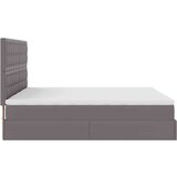 vidaXL Otomanski posteljni okvir z vzmetnicami siv 200x200cm um. usnje | Shoptok.si