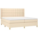  Krevet s oprugama i madracem krem 200 x 200 cm od tkanine | shoptok.hr
