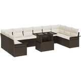  Vrtna garnitura - 11-dijelni set vrtnih sofa s jastučićima smeđi poli ratan dvostruki vrtni kauč sa skladištem i jastučićima sm | shoptok.hr