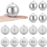  Set božićnih kuglica XL 15 kom. Srebrna Ø 10 cm Plastika | shoptok.hr