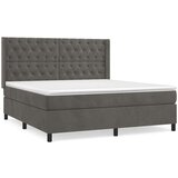  Box spring postelja z vzmetnico temno siva 160x200 cm žamet, (20790903) | Shoptok.si