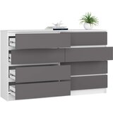 AKORD Komoda, 8 Predalov, Bela/Siva, (5000332110) | Shoptok.si