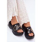 Boto Foam Women's Slippers on Massive Platform with Golden Decorations Black Ivoriel | shoptok.hr