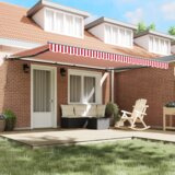  Samodejna retraktibilna tenda rdeče-bela črtasta 450x350 cm, (22146024) | Shoptok.si