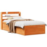 vidaXL Posteljni okvir z vzglavjem voščeno rjava 75x190 cm borovina Cene