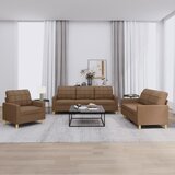 vidaXL Sedežna garnitura z blazinami 3-delna rjavo blago | Shoptok.si