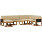 vidaXL Zunanja garnitura za sedenje z blazino 8 pcs Naravna in bež, (5000282520) | Shoptok.si
