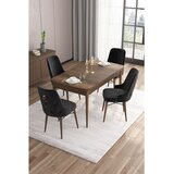 Hanah home trpezarijski set Are, sto na razvlačenje i 4 stolice, ploča u dekoru drveta Baroque, crna tkanina Babyface | Eponuda.com