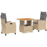  The Living Store Vrtna jedilna garnitura 3-delna z blazinami bež poli ratan - Vrtna Jedilna Garnitura, (21451364) | Shoptok.si