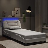 Maison Chic Posteljni okvir - Enojna postelja - Postelja za odrasle z LED lučkami bel 90x190 cm umetno usnje, (21696795) | Shoptok.si
