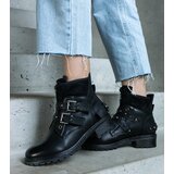 Gemre Black ankle boots embellished with studs on a flat heel Neffa | Shoptok.si