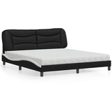 The Living Store Postelja z vzmetnico črna in bela 180x200 cm umetno usnje - Postelja, (21610407) | Shoptok.si