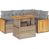  5-dijelni set vrtnih sofa s jastucima poliratan i bagrem bež | shoptok.hr