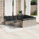  11-dijelni set vrtnih sofa poliratan s jastucima svijetlosivi | shoptok.hr