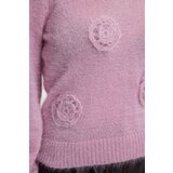 Trendyol Pink Fuzzy Flower Embroidered Knitwear Sweater | shoptok.hr