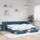 vidaXL Izvlečna dnevna postelja s predali modra 90x200 cm žamet Cene