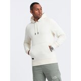 Ombre Men's BASIC cotton kangaroo hooded sweatshirt - cream | Shoptok.si