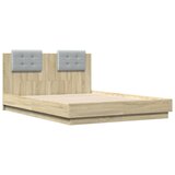  The Living Store Posteljni okvir z vzglavjem sonoma hrast 135x190 cm inž. les - Posteljni Okvir, (21450480) | Shoptok.si