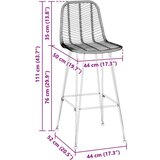  Barski stol 2 pcs Črna 44,5 x 53 x 111 cm Ratan in železo, (5000092565) | Shoptok.si