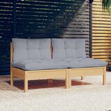 The Living Store Vrtni kavč dvosed s sivimi blazinami trdna borovina - Vrtni Kavč Dvosed, (21480517) | Shoptok.si