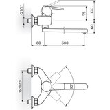 Rosan Cubo3 baterija za sudoperu – lavabo izliv 300mm JC32130