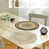 Douceur d intérieur pogrinjki SET DE TABLE (0) 38 CM JUTE IMPRIME+POMPONS RENATA NOIR X4 Bež | Shoptok.si