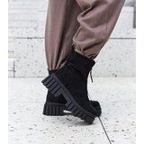 Gemre Azzurra black women's insulated ankle boots with a zipper and thick sole made of eco-suede | Shoptok.si