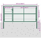  Vrtna vrata za ogradu sa stupovima 350x140 cm čelična zelena | shoptok.hr