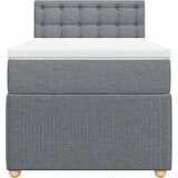  Box spring krevet s madracem svjetlosivi 90x190 cm od tkanine Slike