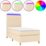 vidaXL Box spring postelja z vzmetnico LED krem 90x190 cm bl | Shoptok.si