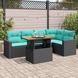 vidaXL Vrtna garnitura - 6-dijelni set vrtnih sofa s jastucima crni od poliratana - Crna 1 | shoptok.hr