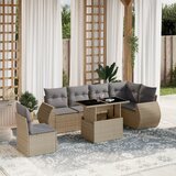 Maison Chic Seti vrtnega pohištva - Vrtna garnitura - Vrtni pohištvo set 7-delna z blazinami bež poli ratan, (21805034) | Shoptok.si