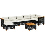 Maison Chic Seti vrtnega pohištva - Vrtna garnitura - Vrtni pohištvo set 8-delna z blazinami črn poli ratan, (21798303) | Shoptok.si