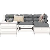 vidaXL 5-dijelni set vrtnih sofa bijeli od masivne borovine | shoptok.hr